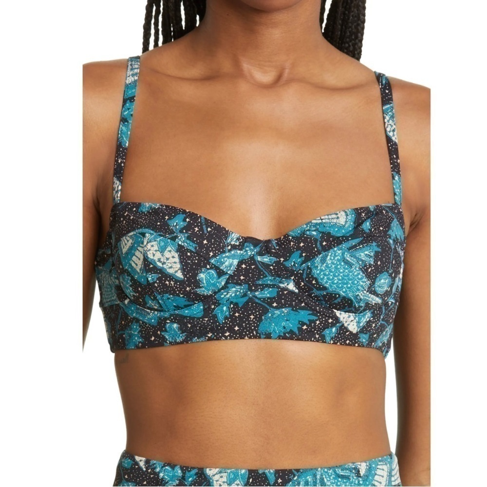 ULLA JOHNSON Zahara Underwire Bikini Top - Midnight Jade - Sz - Medium $190